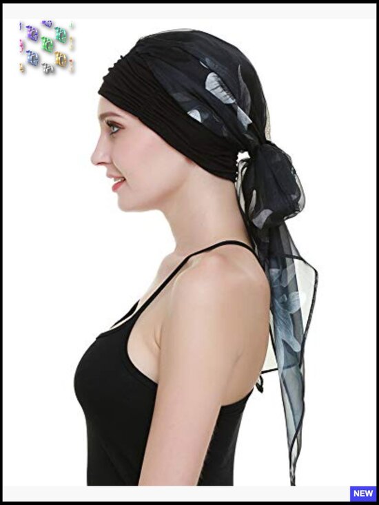 Lightweight Viscose Head Scarf Turban Chemo Cap Elegant Stretchy Pre-Tied main image 5